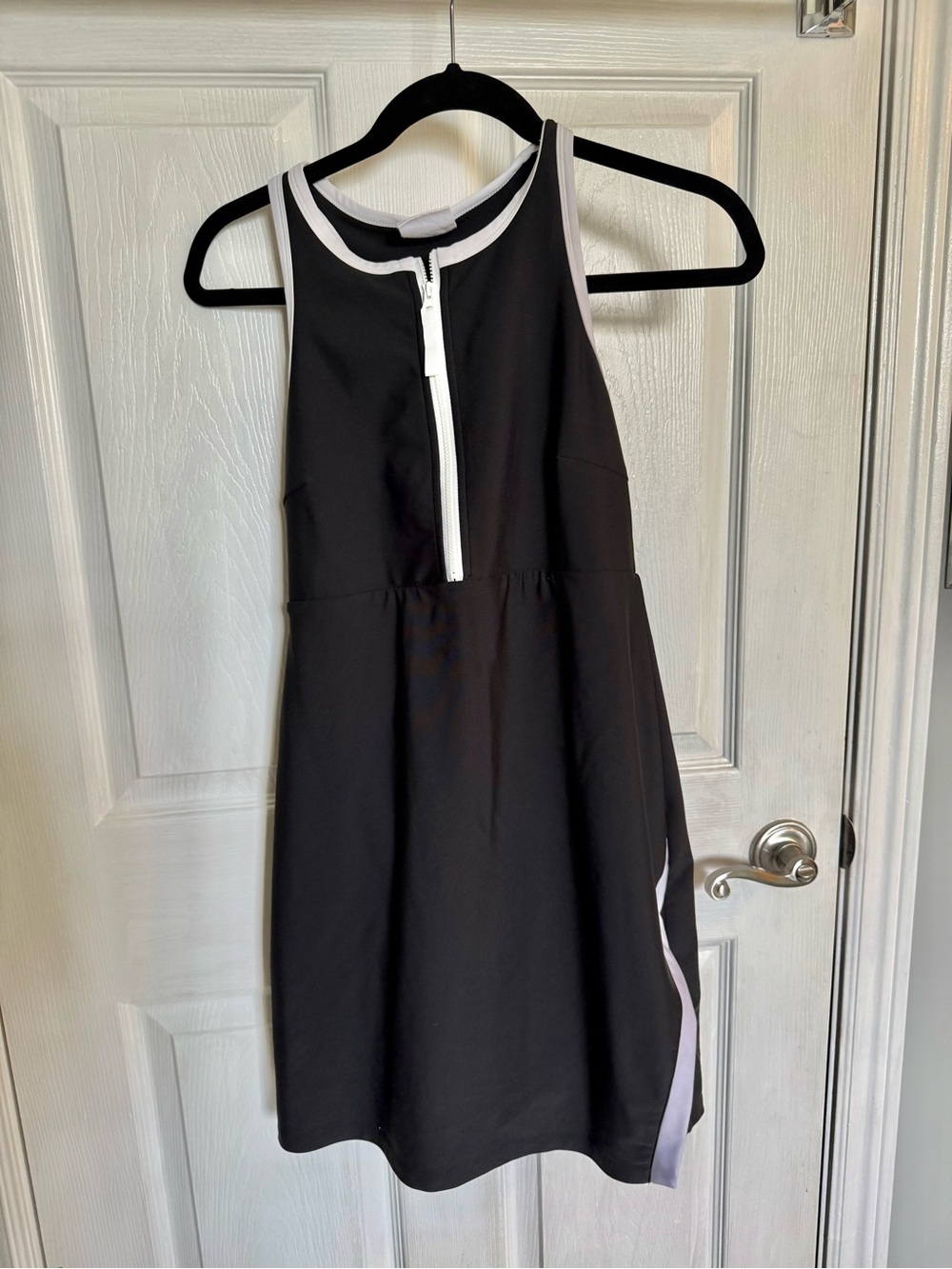 Sage collective Black Sleeveless Zip-Front Athletic Dress with White Trim